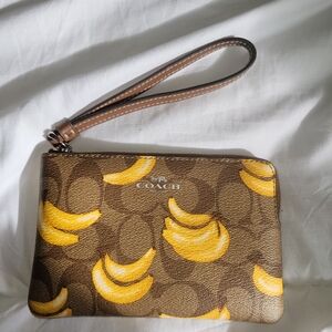 Coach Brown and Yellow Banana Wristlet